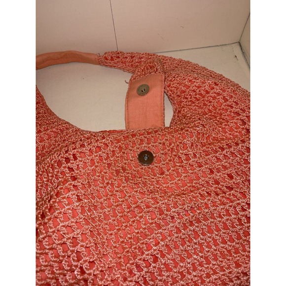 Peach Macramé BOHO Bag With Snap Flap Closure - Picture 6 of 13